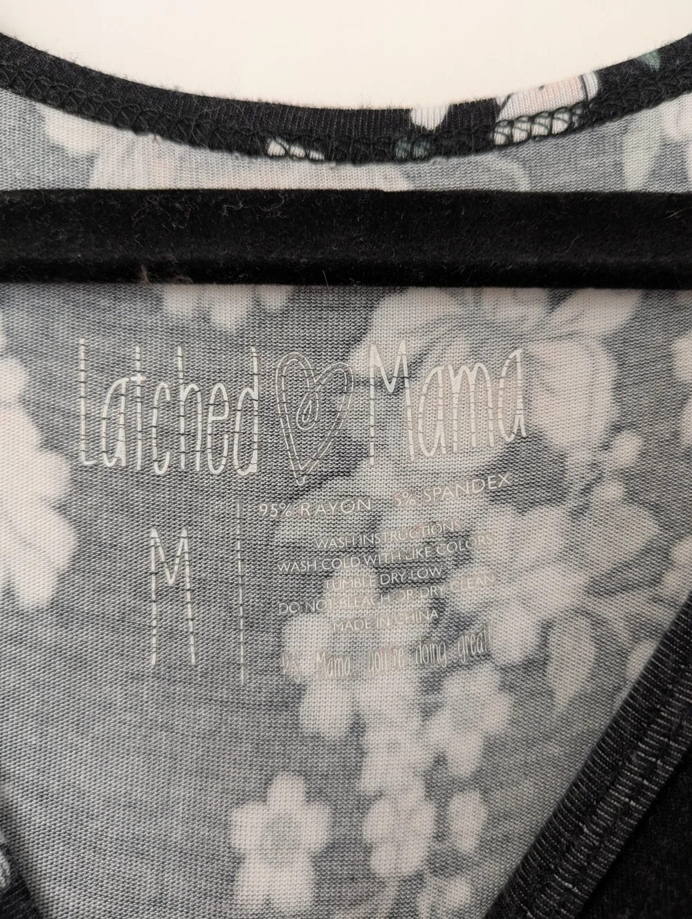 Latched Mama Maxi Nursing Dress - Black, White, & Blush Floral, M - Picture 5 of 5